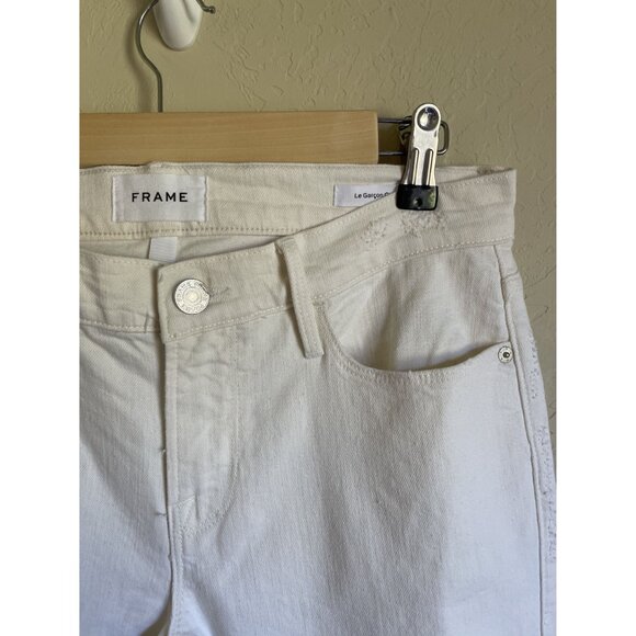 FRAME Le Garcon Crop Cream Ivory Jeans Size 26 Au Natural Grind MSRP $248 - Picture 7 of 9